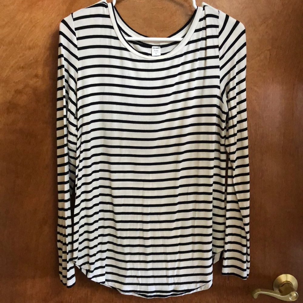 Long sleeve black and white striped shirt